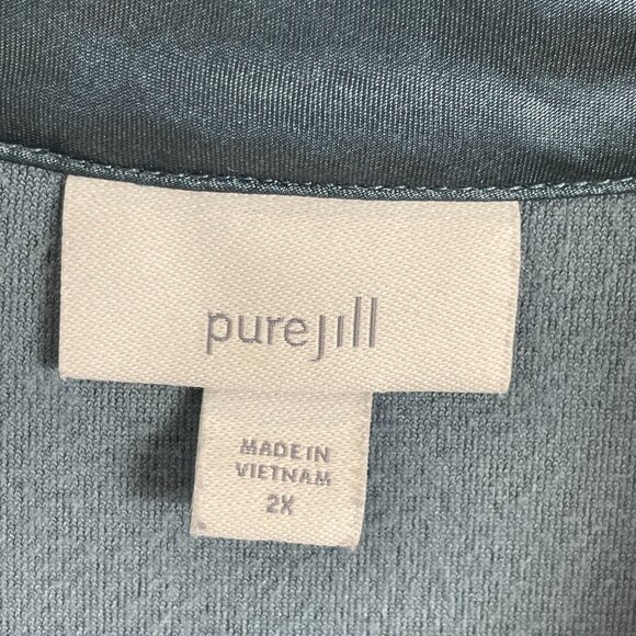 Pure Jill Womens Plus 2X Dusty Blue V Neck Long Sleeve Velour Velvet Tunic Top - Picture 6 of 12